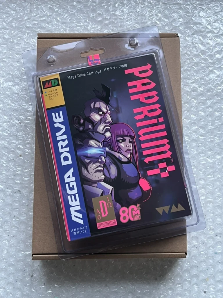 Paprium Sega Mega Drive homebrew game box and cartridge